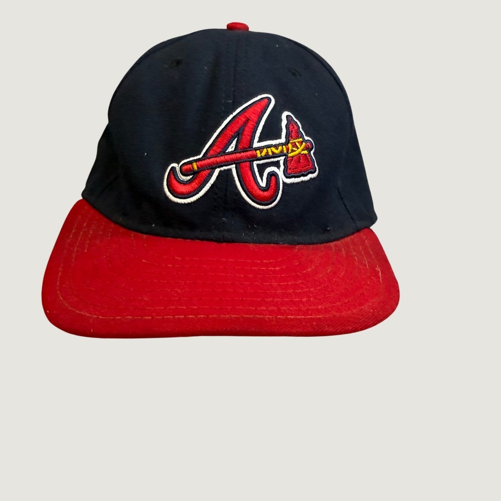 New Era 59FIFTY‎ Atlanta Braves Hat Navy Red MLB Authentic Collection Size 8